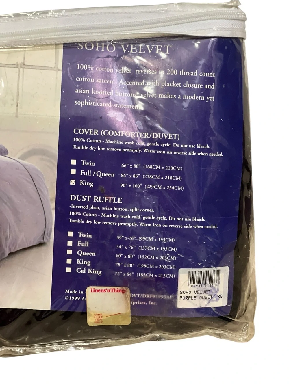 HAWTHORNE HILL Soho Purple Velvet King Duvet Cover 100% Cotton New